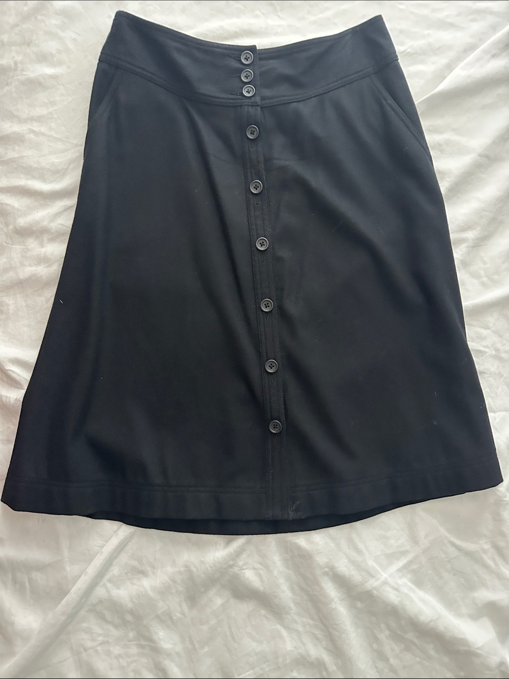 Banana Republic Black A-Line Button-Front Skirt